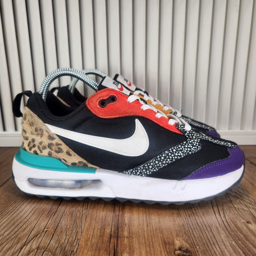 Nike Black and Red Athletic Shoes with Leopard Print